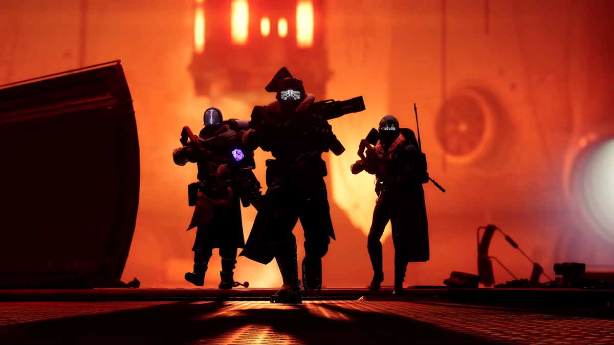 New area with fans and ports. Probably inside the Ketch. We see Warlock, Titan, and Hunter. Armors give off a glow which is pretty neato.