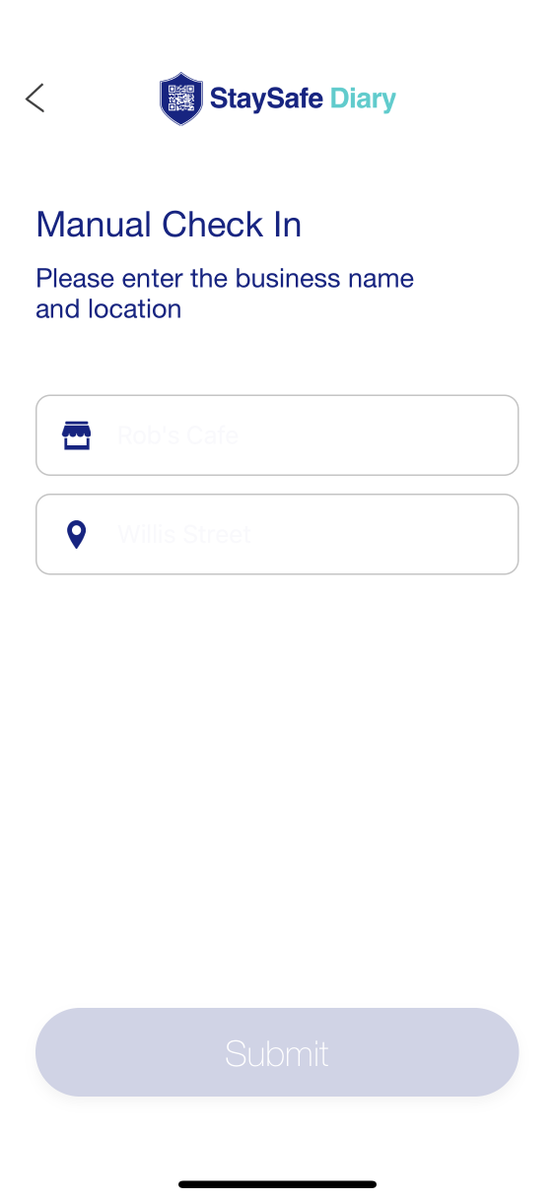 robholmesnz's tweet photo. Sneak preview of manual check in for StaySafe Diary in the UK - coming very soon for @Rippl_NZ too. https://t.co/wnmTcnH2xA
