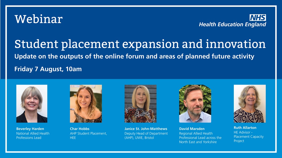 NHS England Workforce, Training and Education (@nhse_wte) on Twitter photo Join us on Friday 7 August for an update on our recent engagement around student placements and our planned future activity
orlo.uk/2HUDt
<a href="/BeverleyHarden/">Beverley Harden FCSP</a> <a href="/SuzanneRastrick/">Suzanne Rastrick</a> <a href="/D_MARSDEN_OT/">#hellomynameis David💙</a> <a href="/jstjohnmatthews/">Dr Janice St. John-Matthews (DProf)</a> <a href="/RuthAllarton/">Ruth Allarton</a> <a href="/hobbs_char/">char hobbs</a>
#AHPPlacements Join us on Friday 7 August for an update on our recent engagement around student placements and our planned future activity
orlo.uk/2HUDt
<a href="/BeverleyHarden/">Beverley Harden FCSP</a> <a href="/SuzanneRastrick/">Suzanne Rastrick</a> <a href="/D_MARSDEN_OT/">#hellomynameis David💙</a> <a href="/jstjohnmatthews/">Dr Janice St. John-Matthews (DProf)</a> <a href="/RuthAllarton/">Ruth Allarton</a> <a href="/hobbs_char/">char hobbs</a>
#AHPPlacements