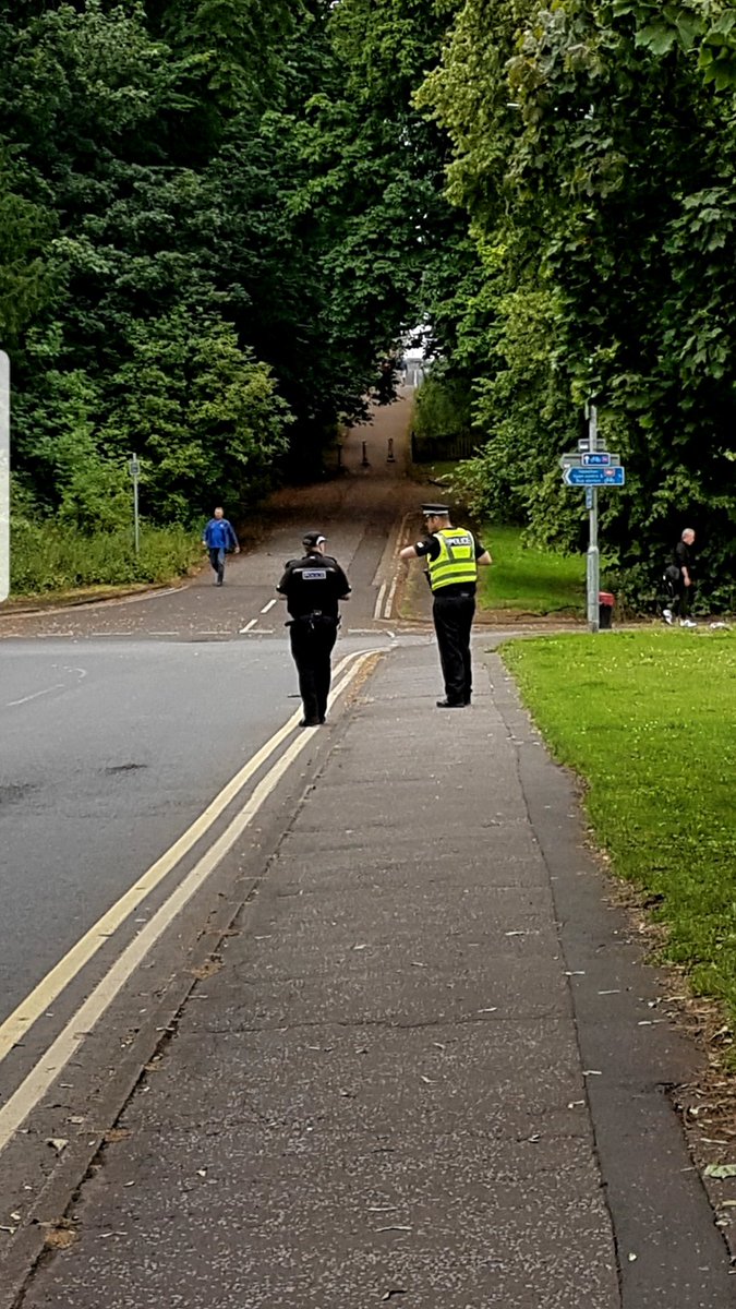 Walking with mum past the golf range @ Strathclyde Park. We had to step onto the road to allow these 2 officers to continue strolling side by side on the path. They showed no intention of allowing us to pass them safely on the path. #SemperVigilo ? <a href="/HamiltonPol/">Hamilton Police</a>