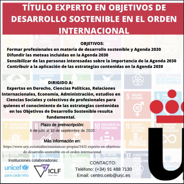 Si estás interesado en el mundo de la #Agenda2030, te gusta el orden internacional y los #ODS, no te puedes perder este título de la <a href="/urjc/">URJC</a> en la <a href="/FCJS_URJC/">Facultad de Ciencias Jurídicas y Sociales</a> ! Toda la info aquí: urjc.es/component/k2/5…