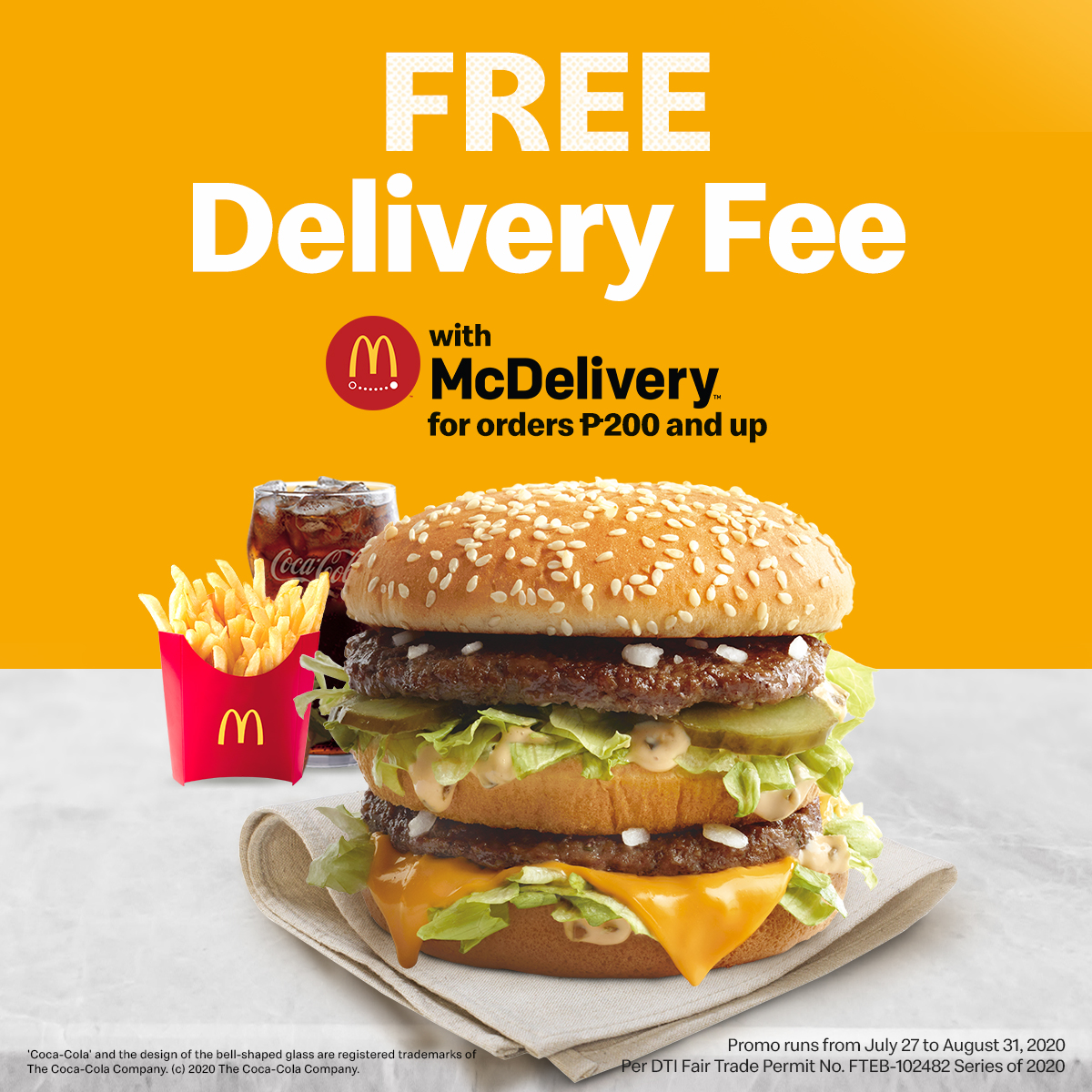McDo_PH's tweet photo. Enjoy FREE delivery fee when you purchase P200 and up via McDo Delivery! Avail through our app, website, McDo Messenger, or hotline. 
Order now: https://t.co/0kHHqB3jyA https://t.co/4q2xQPdqkr