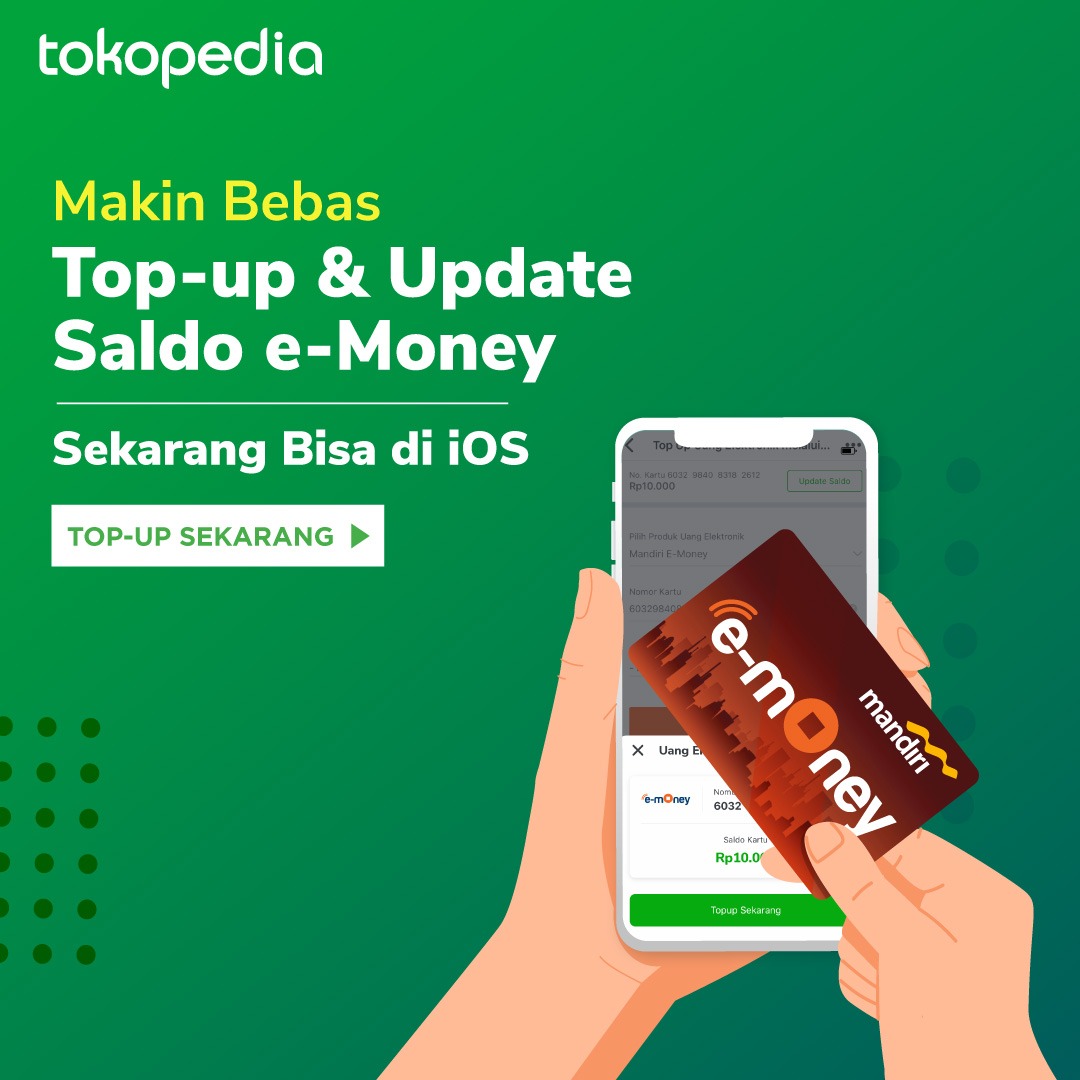 F55s's tweet photo. The long awaited feature is here! now you can top up your e-Money on @tokopedia iOS App! Top-up aja dulu. https://t.co/ivry1qQQzc
