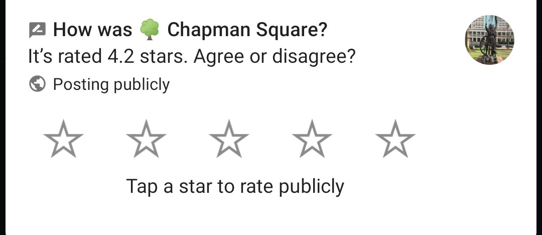 As I depart the scene, Google Maps helpfully offers a chance to rate the park