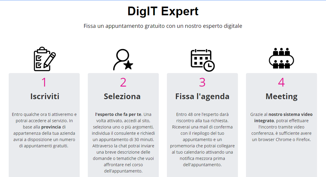 PromosItalia's tweet photo. Vuoi conoscere meglio alcuni #marketplace o sapere come sfruttare al meglio i #social per il tuo business internazionale? Fissa un appuntamento gratuito, online, con un nostro esperto che per 30 minuti risponderร alle tue domande. Prova DigIT Expert! https://t.co/Ra4pc3YYol https://t.co/8SQsIjo2c3
