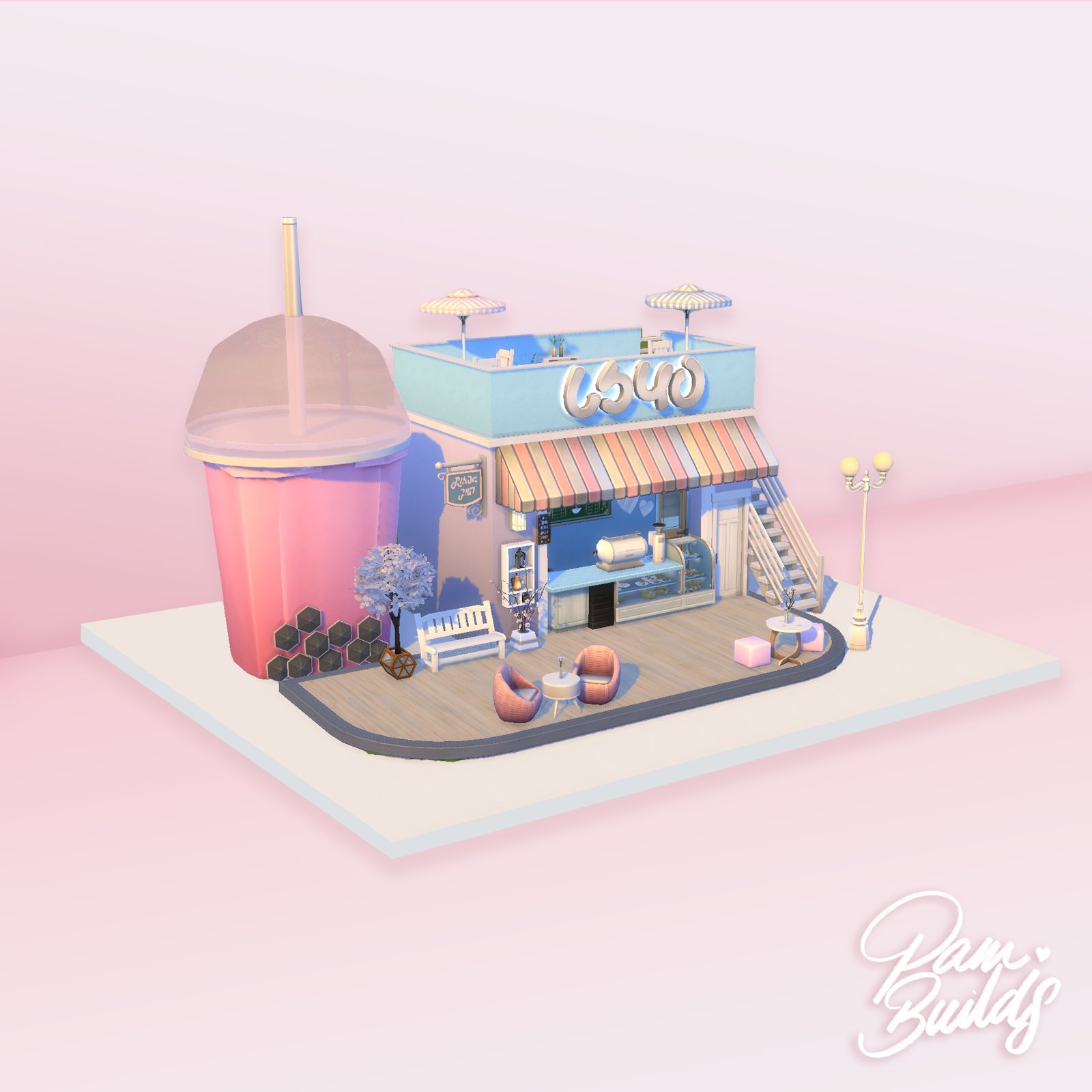 Bubble Tea Shop Sims 4 houses, Sims 4 house design, Sims house