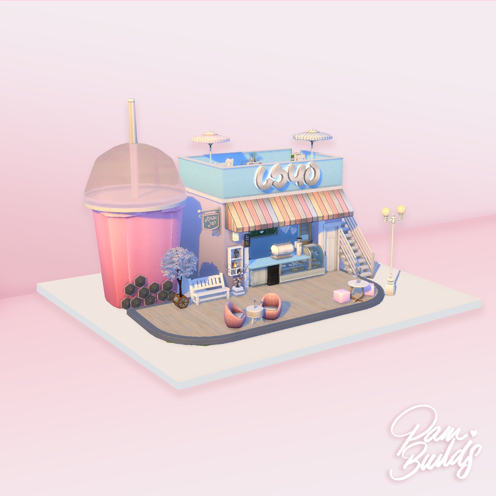 Bubble Tea Shop  Sims 4 houses, Sims 4 house design, Sims house