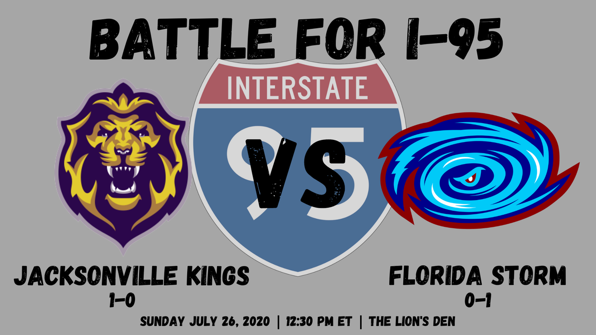 SFL_Storm's tweet photo. Week 2 action is right around the corner in the @simulationfl with the @SFL_Storm traveling to face @SFL_904Kings this Sunday, July 26th at 12:30pm Eastern time! #MakeAnImpact #StormTheField #BattleForI-95 @ForTheFansHQ https://t.co/AaivLSnJLd
