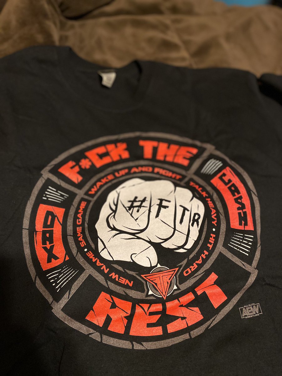 RatedRAustin_'s tweet photo. #FTR shirt came in😎when @PWTees drop this, I just knew I had to get it! Gotta support the best tag team in the world! Fuck the rest!😎my dog photo bombed🤷♂️🤣 @DaxHarwood @CashWheelerFTR #TalkHeavyHitHard #WakeUpAndFight #NewNameSameGame #AEWDynamite #ImWithAEW #AEWAllOut #AEW https://t.co/P9Pa1VVjVR