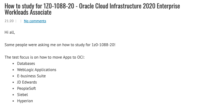 alexzaballa's tweet image. How to study for 1Z0-1088-20 - Oracle Cloud Infrastructure 2020 Enterprise Workloads Associate
alexzaballa.blogspot.com/2020/07/how-to…
#oci #certifications #oraclecloudinfrastructure #SayNoToBrainDumps