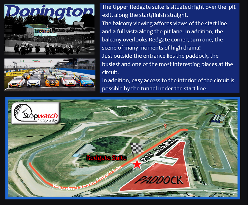 #BTCC Hospitality at Donington available. 
Choices of between 9 &amp; 19 guests.
Individually prepared catering is just one of the Covid safety measures
Open-air balconies

Sample menu here
Call/email now!

#DoningtonBTCC 
<a href="/BTCC/">BTCC</a> <a href="/MINIChallengeUK/">The MINI CHALLENGE UK</a> <a href="/BritishF4/">Wera Tools British F4</a>