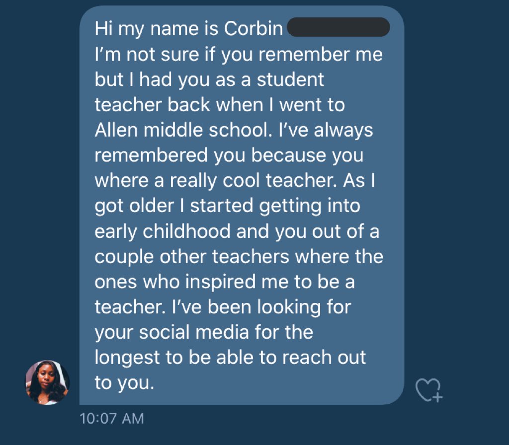 TCtheHOPEdealer's tweet photo. I remember all of my students, but it means even more when they remember me π This makes my heart smile π₯° GOD gave me a gift, and I will continue to use it ππΎβ¨ #Relationshipsmatter #EducatorsMatter #Inspire #iMPACT #Futureeducators #GCSLeads #BlackEducators https://t.co/LxDK52TgGs