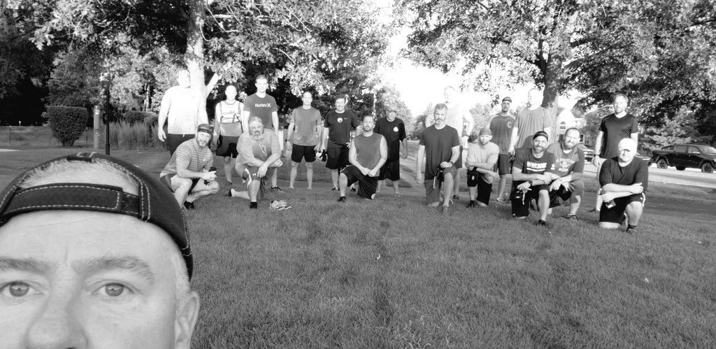 F3TheColosseum's tweet photo. F3 Vern gave 21 PAX a preview of the Sasquatch. Bear Crawl Box &amp; Dark Helmet's Merkin/Jump Squat. .75 mile run after each circuit https://t.co/iV0pxQ1nfx