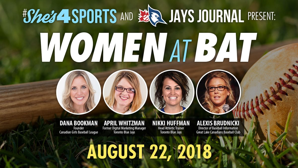 The #BlueJays are back but do you know some of the women in #baseball? Watch our Women at Bat panel. Hear from <a href="/NikkiG_13/">Nikki Huffman</a> former <a href="/BlueJays/">Toronto Blue Jays</a> Head Athletic Trainer, Dana Bookman founder of <a href="/CGBLeague/">CanadianGirlsBaseball</a>, <a href="/baseballexis/">Alexis Brudnicki</a> &amp; <a href="/Alleycat17/">April Whitzman</a> ⚾️➡️bit.ly/2ZUgjES #WomenInBaseballWeek