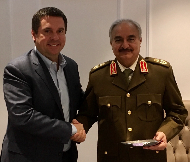 This is worth revisiting. "Between November 30, 2018 and December 3, 2018, Devin Nunes visited Benghazi, Libya on official business of the House Intelligence Committee to discuss security issues with General Khalifa Haftar" https://www.courthousenews.com/wp-content/uploads/2019/12/nunes-cnn.pdf