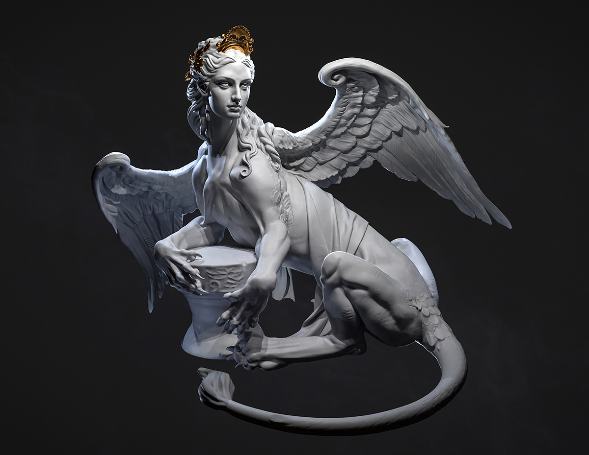Natindesun's tweet photo. My latest sculpt, a sphinx lady! 😁 More on https://t.co/0UOo9ozgPR https://t.co/tLl99AyyAr