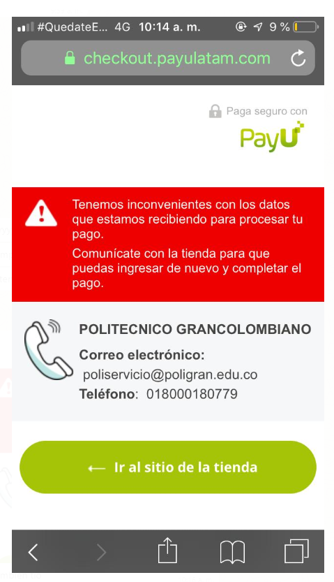 Colombianismo's tweet photo. Señores Universidad @Poligran se presentan problemas para los pagos virtuales, que esto no afecte a los estudiantes para generarles cobros extraordinarios https://t.co/KLufT7YSlK