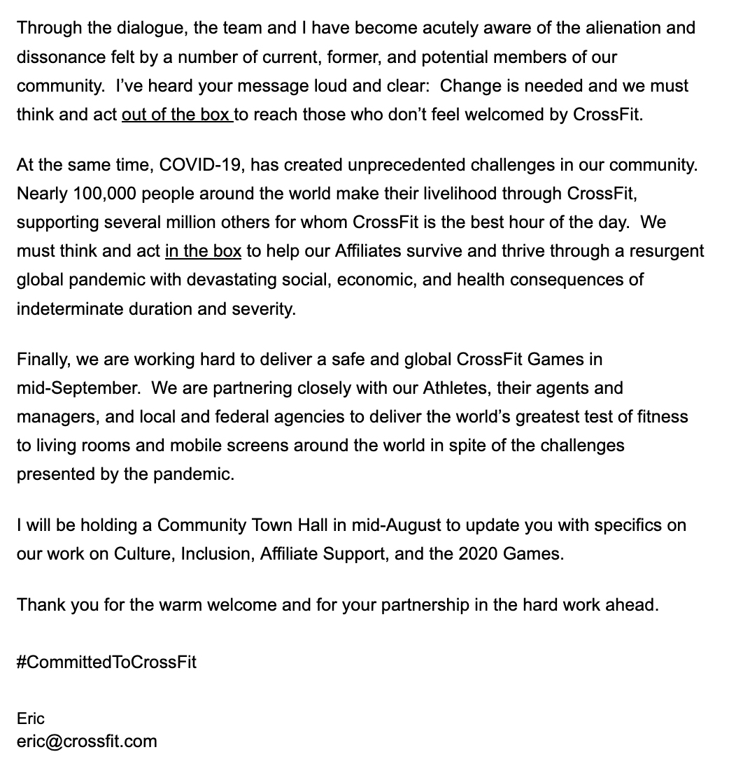 Today we signed the final contract to purchase 100% of CrossFit … Now the real work begins!