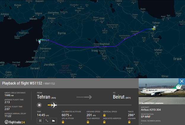 2)On Thursday, July 23, Iran’s state media claimed Israeli warplanes intercepted a Mahan Air W51152 heading from Tehran to Beirut. Other state media networks described the warplanes as American.To me, this signaled the beginning of a propaganda effort by Iran.But why?