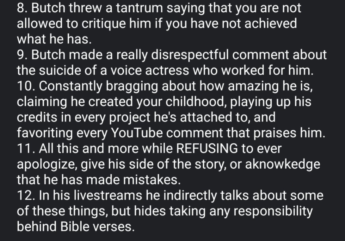 A list explaining the major things Butch Hartman has done wrong:(Proof is in the replies)