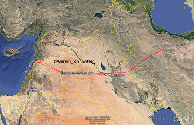 6)And as  @Gerjon_ points out this flight path has been used before, such as February 20. Iran's own reporters are saying it is a recognized international corridor.However, the July 23 incident is significant due to the pilot’s decision to make significant altitude changes.