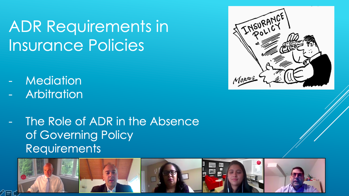 CarpeDiFemme's tweet photo. There is clearly a lot to cover when it comes to Alternative Dispute Resolution related to COVID-19. So glad to have this brilliant panel addressing #virtualmediation and #arbitration. #ADR #insurancelitigation https://t.co/huivpVRUIi
