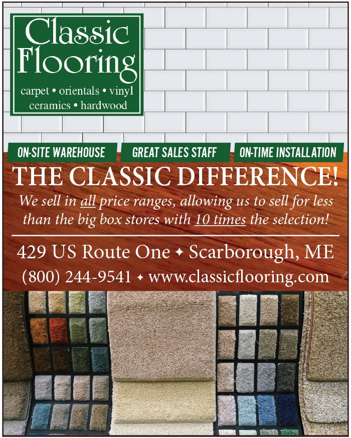 keepitlocalME's tweet image. At Classic Flooring, you get the #ClassicDifference - #flooring in all price ranges for less than big box stores with 10X the selection! Stop by 429 US Rte 1 in #Scarborough, call 800.244.9541, or click classicflooring.com. #locallyowned #carpet #tile #keepitlocalmaine