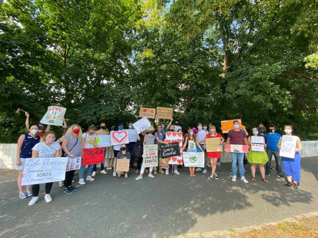LovesNotTourism's tweet photo. TODAY IN BERLIN: our beautiful members of Love Is Not Tourism Germany! 😍
They caught the press’ attention, who’s next?
Thank you all so much, we love how you fight for love with love 💕
Everything stayed safe and peaceful! 
#LoveIsNotTourism #LoveIsEssential https://t.co/rJrSbX1MjC
