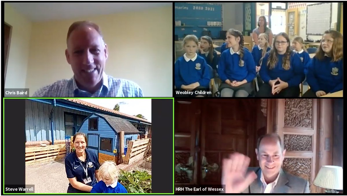 RoyalFamily's tweet photo. The Earl also spoke to @HfdsCouncil about their response to the COVID-19 outbreak and its challenges, following flooding in the county earlier in the year. 

HRH met students from Weobley School and listened to poems they had written about their lockdown experiences. 📝 https://t.co/b1duNArUDV