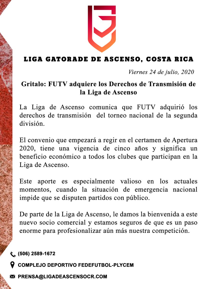 📌 Comunicado de Prensa LIASCE - FUTV