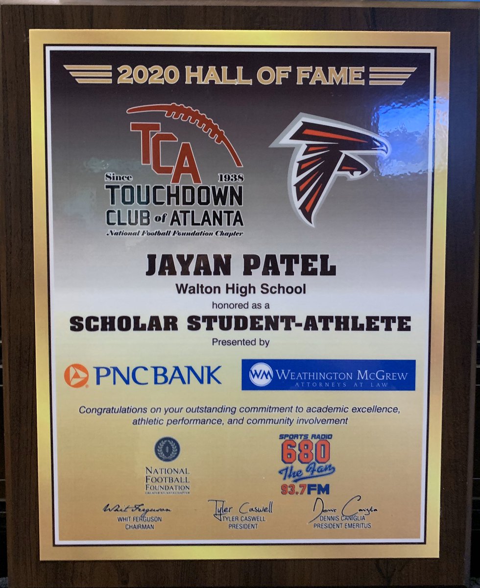 Jayan_Patel2's tweet photo. THANK YOU to the @Atl_TD_Club for recognizing my work &amp; dedication on &amp; off the field as a student athlete over the past 4 years. I am honored to receive this scholarship. https://t.co/WnuCVIUxkz