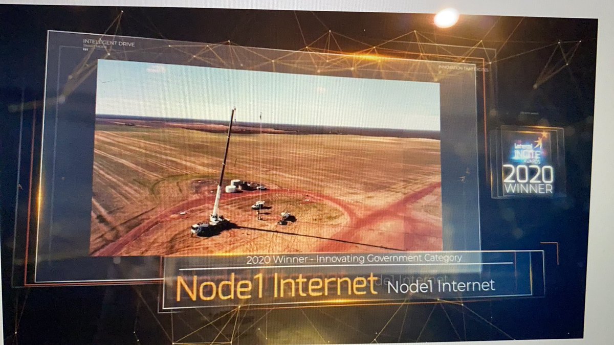 CONGRATULATIONS to Node1 Internet for taking top prize for Innovating Government award. They are creating 20,000 kilometres of Fixed Wireless network coverage for WA remote communities and agricultural businesses. #inciteawards2020