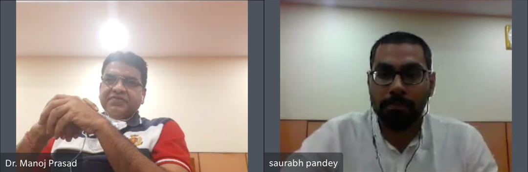 Saurabh Pandey from <a href="/manoj_lab/">MANOJ'S LAB</a> has successfully defended his PhD thesis online, today! 

He worked on 'Deciphering the role of RNA helicases in tomato (Solanum lycopersicum L.) upon Tomato leaf curl  New Delhi virus (ToLCNDV) infection'

Congratulations, Saurabh!!