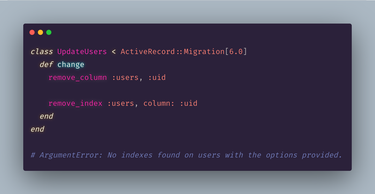 prathamesh2_'s tweet photo. #PostgreSQLTips
When a column is removed from a table, #PostgreSQL will automatically remove all of the indexes and constraints that were present on that column.
Ran into this with following code which was failing as the index was already removed when column was removed https://t.co/HRBorZZgRI