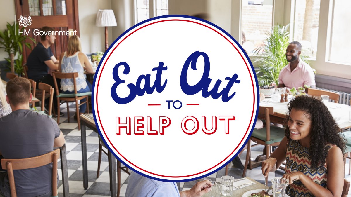 GilbeysEton's tweet photo. The new “Eat Out To Help Out” Scheme will apply to every visit you make on any Monday, Tuesday or Wednesday throughout the month of August. On these days 50% will be deducted from the food and soft drink element of your bill, to a maximum of £10 per head. Book now! 01753 854921📆 https://t.co/REewxmAhg4