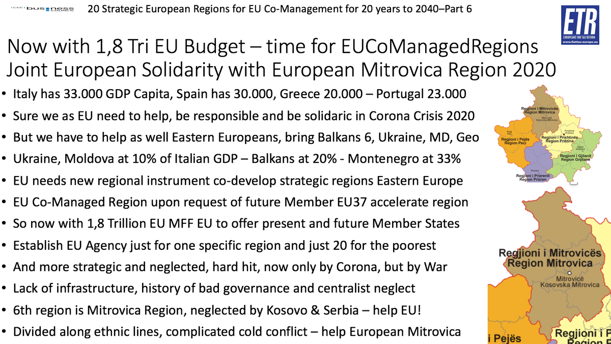 GunterFehlinger's tweet photo. @Zourabichvili_S @vonderleyen @eucopresident @EP_President @EU_Commission @EUWB6_TCT @Transport_EU @AdinaValean @EUCouncil @EZaharievaMFA @SMuresan @BogdanAurescu @MevlutCavusoglu @DmytroKuleba @ZelenskyyUa @EmmanuelMacron @AngelaMerkeICDU @Markus_Soeder @MinPres @GiuseppeConteIT @sanchezcastejon @SwedishPM @MorawieckiM @KlausIohannis @ctrcenter @UA_EUMission @Kabmin_UA_e @HillaryClinton @JoeBiden @TimmermansEU @Lagarde @prezydentpl @PLPermRepEU @AndrejBabis @CzechMFA @_miniszterelnok @zoltanspox @ManfredWeber @ElisaFerreiraEC @OliverVarhelyi @avucic @sda_novipazar @FabriziSem ETR calls @ElisaFerreiraEC to establish #EUCoManagedRegion #EuropeanMitrovica neglected both by Serbia and Kosovo @avucic @HashimThaciRKS @Avdullah @besnik_tahiri time for EU to take co management responsibility for united #EuropeanMitrovica @EUKosovo @FabriziSem https://t.co/7SxDelGxzn
