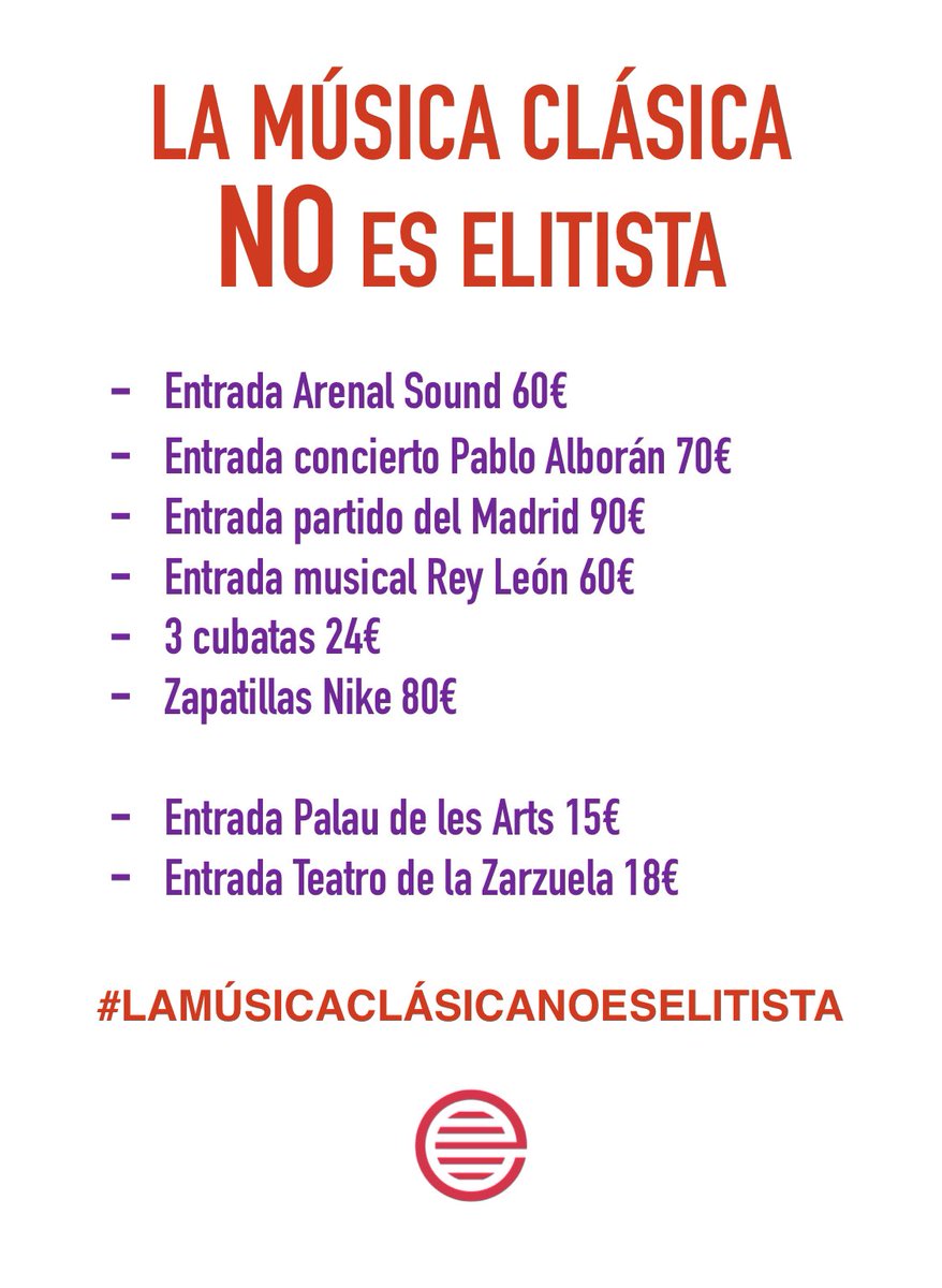 Hasta el pirri de tener que explicar aún que la MÚSICA CLÁSICA y la ÓPERA NO SON ELITISTAS.

#LAMÚSICACLÁSICANOESELITISTA