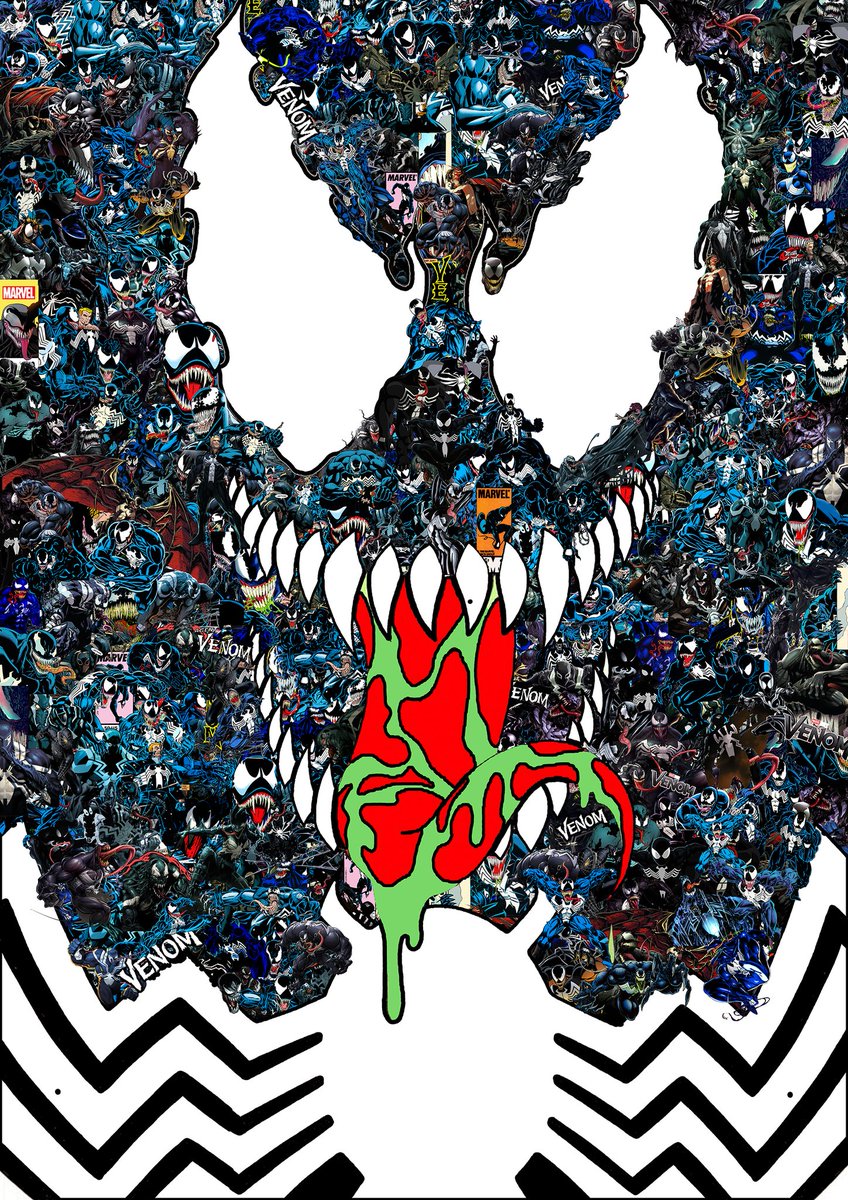 ElKisso's tweet photo. My second attempt at creating Venom comic collage. I like this one better. You can see the etches. #Venom #marvel #comicart #fanart #comiccollage #Venom2 https://t.co/4au8pIFNbY