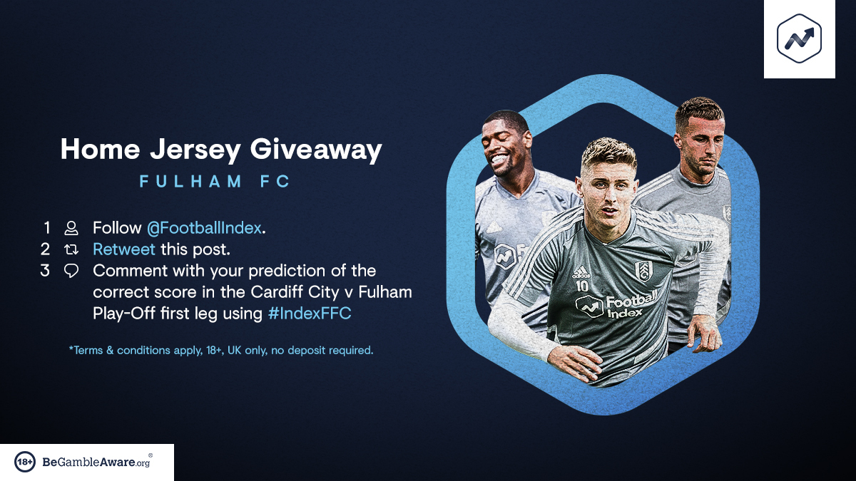 FootballIndex's tweet photo. Calling all @FulhamFC fans ⚪️

There's a home shirt up for grabs 👕

To enter: Simply follow, RT and reply to this tweet predicting the score of the playoff first leg against @CardiffCityFC using #IndexFFC

You have until kick-off on Monday to enter 🚨

Good luck 🤞 https://t.co/MPsY5cjhu9