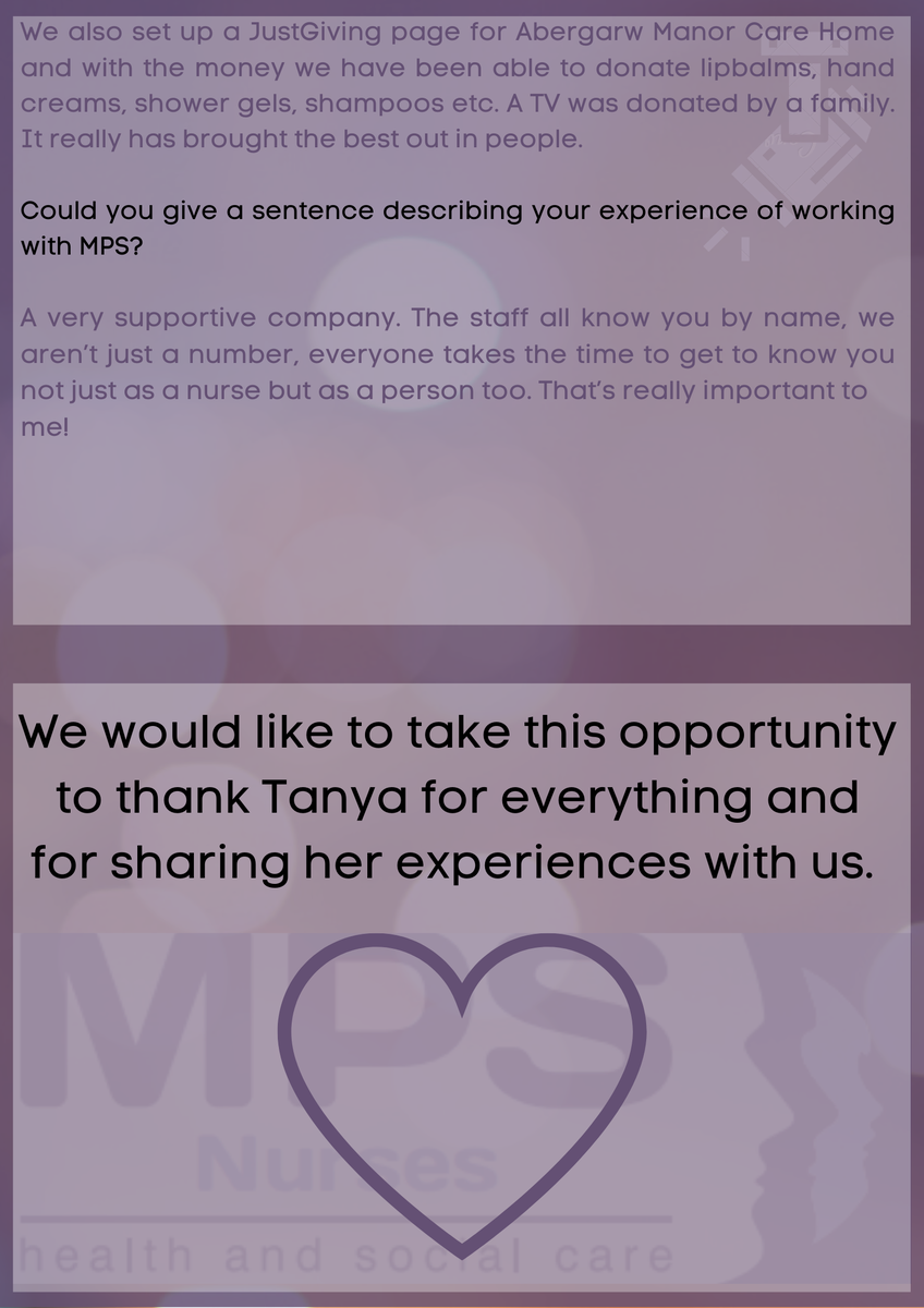 MPSHealthcare's tweet photo. Time to shine the light on another of our incredible nurses in our 'Spotlight Series'.
Today the spotlight is on Tanya 💜
Enjoy reading her experiences &amp; how she has coped.
We want to say a great big thank you for everything Tanya 💜
#SpotlightSeries #MPSNurses #Tanya #NRecW https://t.co/ZQwSTQMmi7