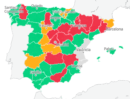 jgg321's tweet photo. @tomaspueyo Este mapa de El Pais no muestra tanta correlación entre las zonas turistícas (principalmente las zonas costeras mediterráneas y las islas) y una subida de casos. Catalunya la excepción, pero la provincia más afectada (Lleida) no es turística. https://t.co/hTPjxQfI3G