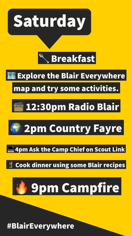 BAJamborette's tweet photo. Who is ready for #BlairEverywhere? It kicks off at 7PM tonight (BST) but we’ve started opening up some of the website for you already. 

Throughout the weekend you can explore different parts of the virtual camp map and complete activities.

It’s all at https://t.co/bU7IHUgBBL https://t.co/XUd1DFTmJK