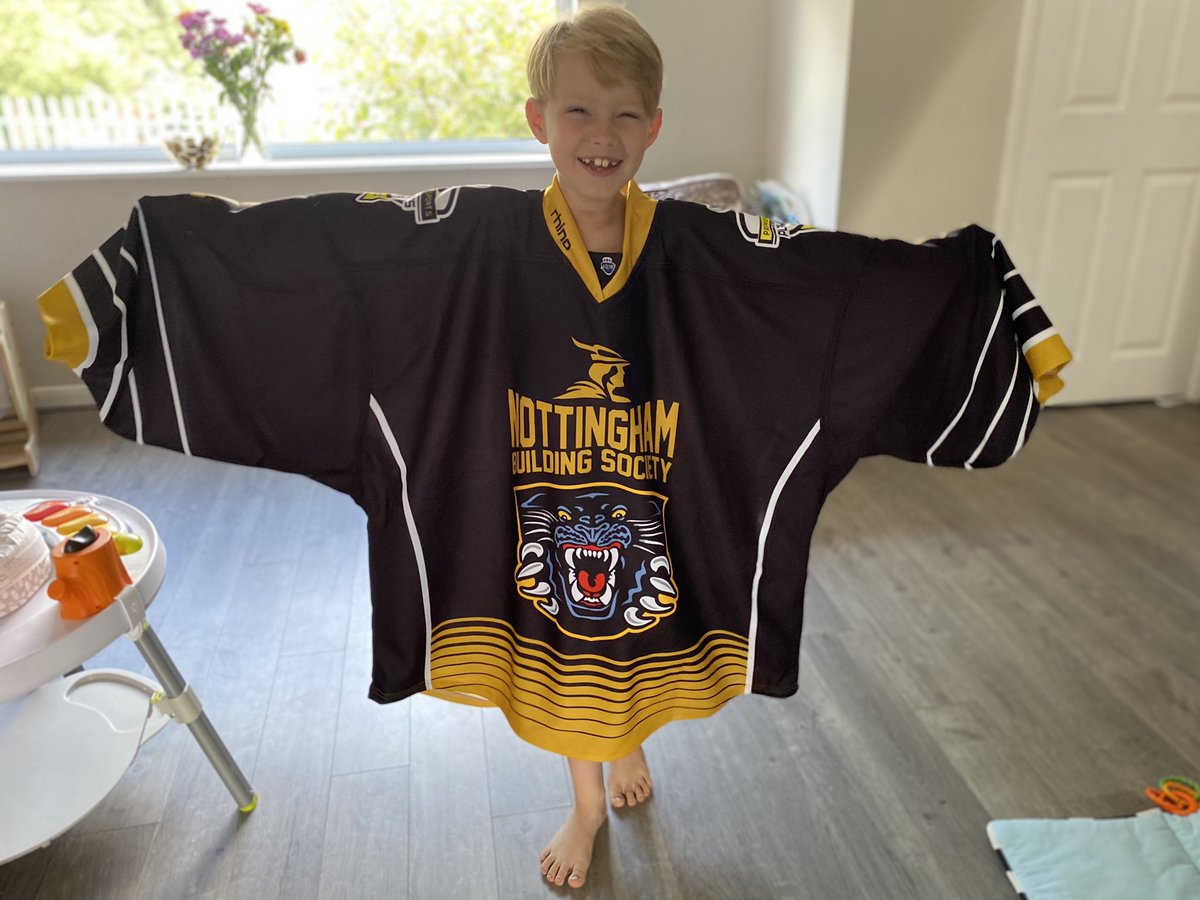 AlicePitt3's tweet photo. Max is ready for Pumas training to start again, sure he can get away with wearing his @JWhis35 play off jersey! 🤔😅 @PanthersIHC https://t.co/akPFcyz8em