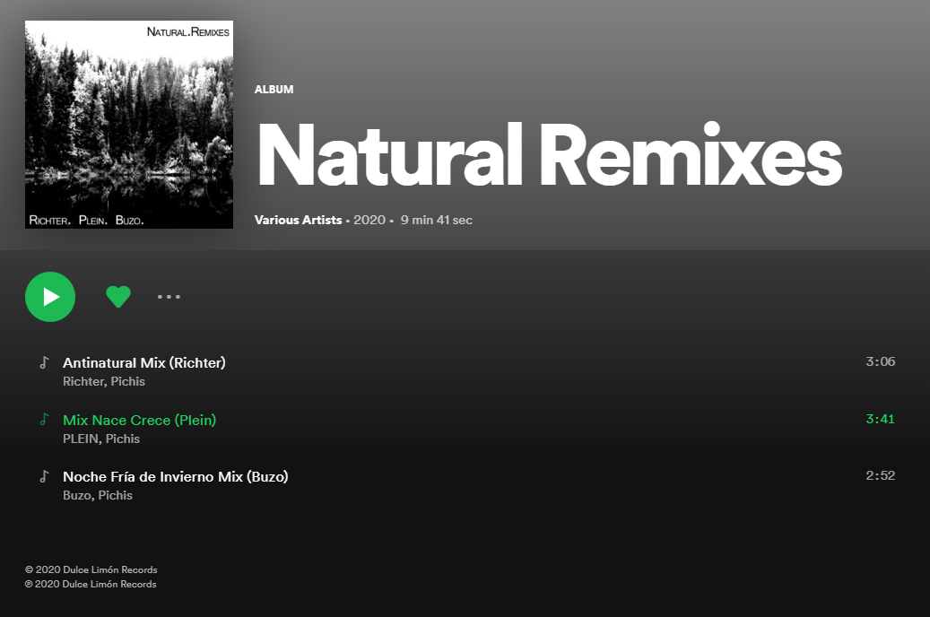 DulceLimonRec's tweet photo. [ESTRENO] NATURAL REMIXES
@richternet @pleinmusica y Buzo hacen versiones del tema de @PichisRock NATURAL https://t.co/QDbcjJeEaL