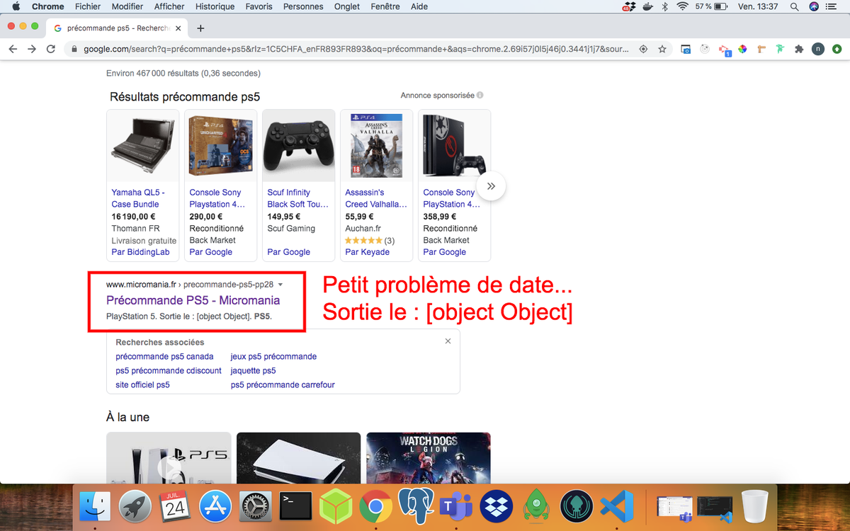 hnhack's tweet photo. #ps5 #date #bug #google #SEO #Micromania https://t.co/ufsVqXiZIK