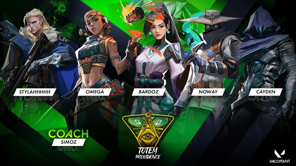🇮🇹 Siamo orgogliosi di  questo nuovo progetto per Valorant.

🇬🇧We are proud about  this new project for <a href="/PlayVALORANT/">VALORANT</a>. 

Follow and support us in  <a href="/Totemprovidence/">Closed</a> 

Team Totem Providence

Coach
<a href="/simozVAL/">Simone Giovannini</a>

Players
🖥️<a href="/offome/">Andrea Carducci</a>
🖥️<a href="/Stylahhhhh/">Stylahhhhh</a>
🖥️<a href="/bardozVAL/">bardOZ (Giovanni Laerte Frongia)</a>
🖥️@caydencsgo
🖥️<a href="/noW4YYY/">noWAY</a>