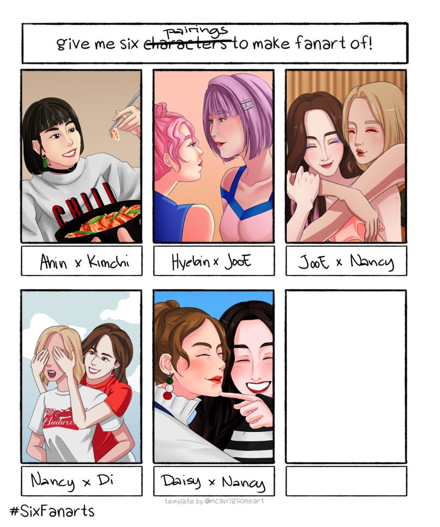 samura1pizzacat's tweet photo. It won’t be kpop pairings anymore if it’s u and me, bb 😩
#Daisy #Yoo #Jungahn #DanCy #댄시 #Nancy #Jewel #McDonie #JooRu #주루 #Gru #Ahin #JooE #Lee #Joowon #Hyebin #Momoland #JooBin #주빈 #kpop #fanart #SixFanartsChallenge https://t.co/UuEE0kmpgV