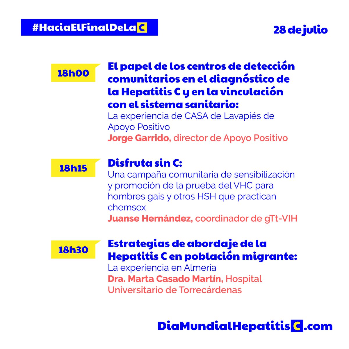 fehigado's tweet photo. Un webminar de buenas prácticas en España para ese objetivo de la eliminación, que formará también
parte de nuestra campaña “HACIA EL FINAL DE LA C”, con la que vamos tejiendo espacios comunes para
acabar con esta hepatitis. #HaciaelFinaldelaC #StopVHC #DiaMundialHepatitis2020 https://t.co/vJbFLs127d