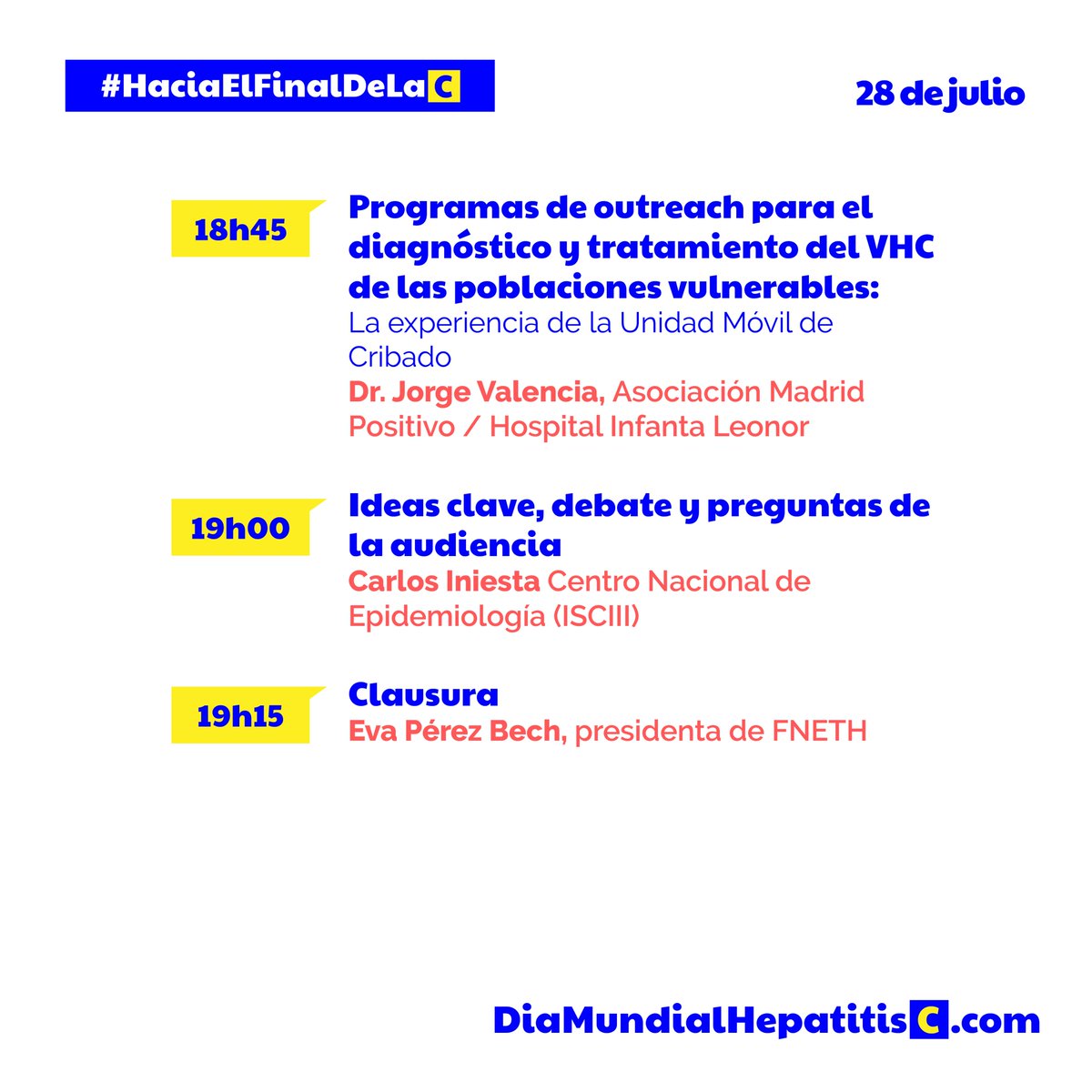 fehigado's tweet photo. Un webminar de buenas prácticas en España para ese objetivo de la eliminación, que formará también
parte de nuestra campaña “HACIA EL FINAL DE LA C”, con la que vamos tejiendo espacios comunes para
acabar con esta hepatitis. #HaciaelFinaldelaC #StopVHC #DiaMundialHepatitis2020 https://t.co/vJbFLs127d