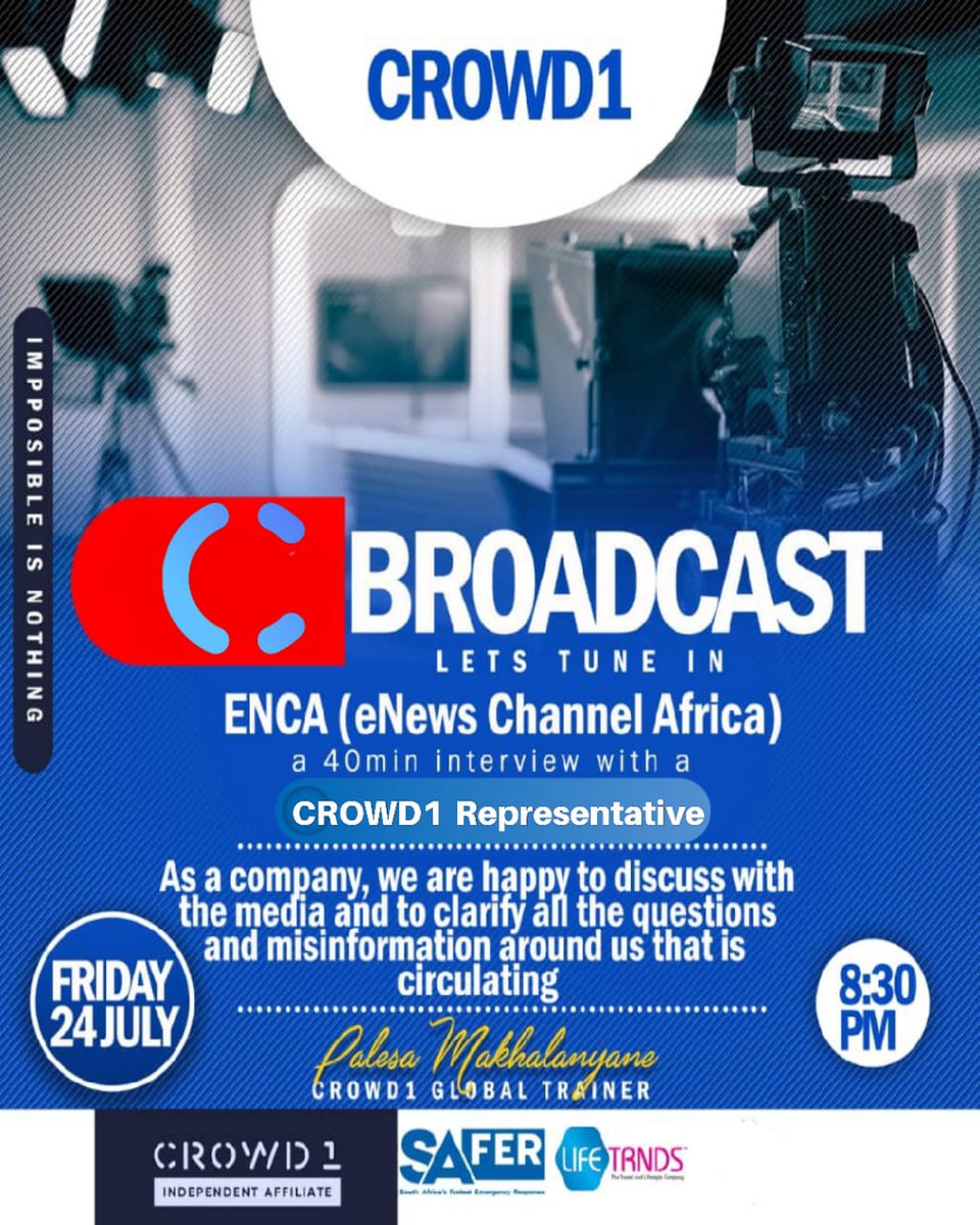 wiseman765's tweet photo. Crowd1broadcast dtsv eNCA tonight at 8H30 pm https://t.co/0GRDyPMpXF